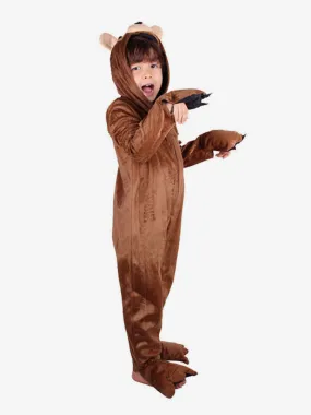 Kigurumi Pajamas Onesie For Kids Polyester Coffee Brown Bear Pajamas Costume