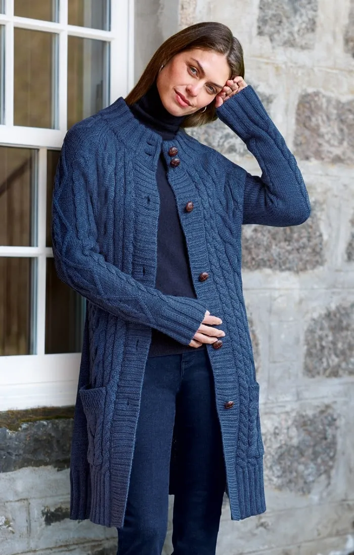 Ladies Pure New Wool Aran Coat