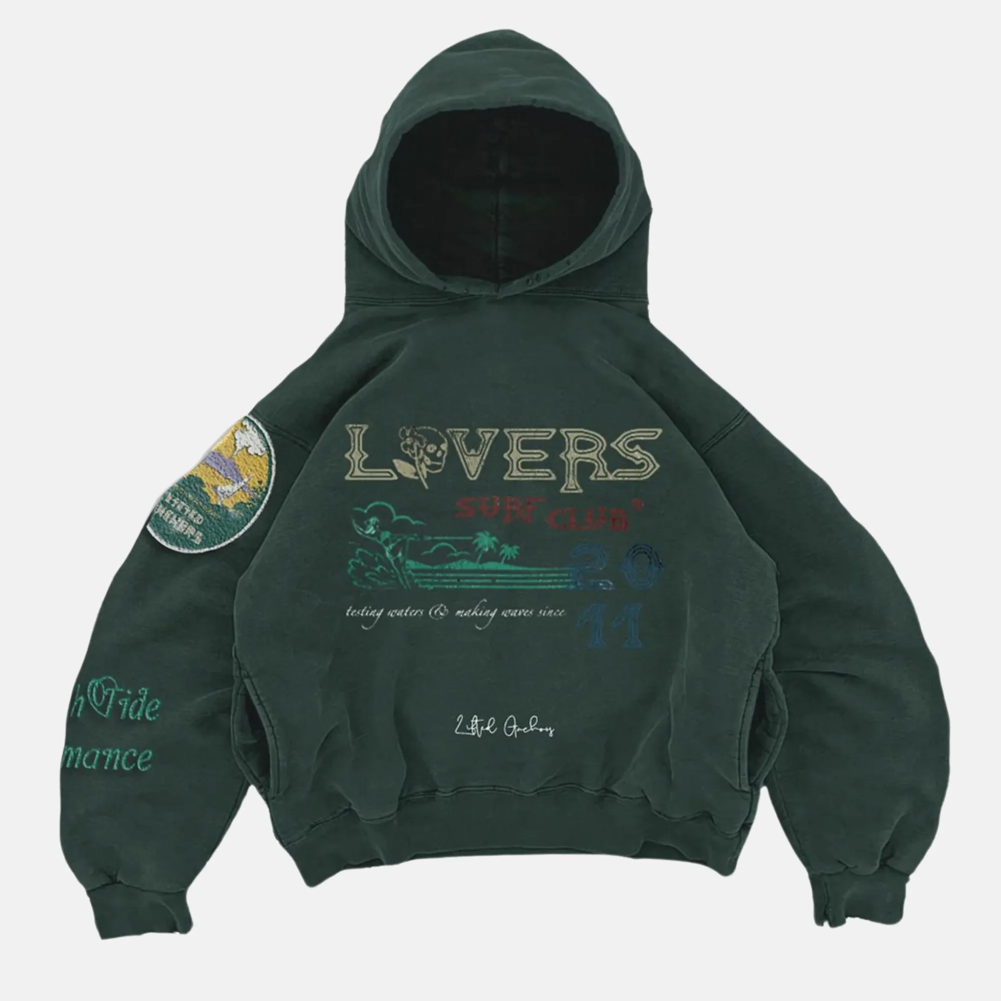 Lifted Anchors Lovers Emerald Hoodie