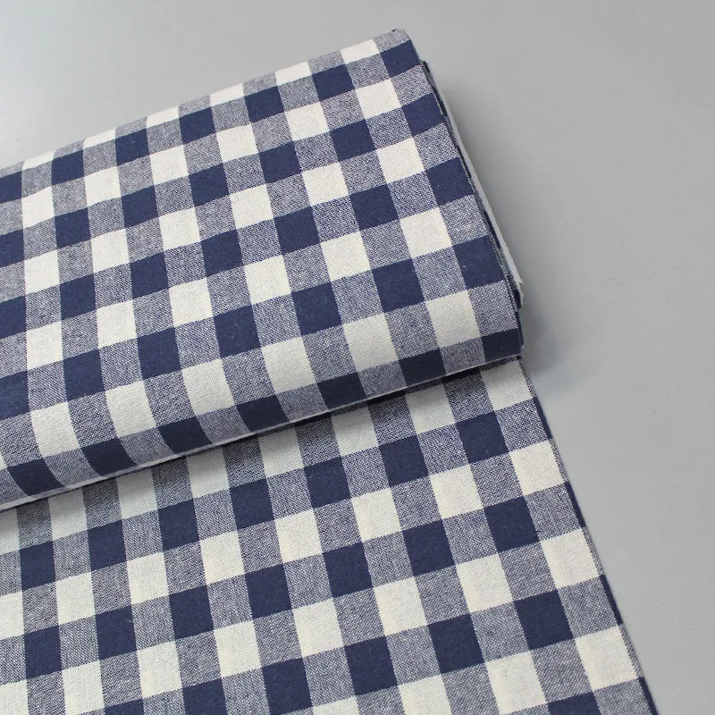 Linen and Cotton Mix - Gingham - Navy