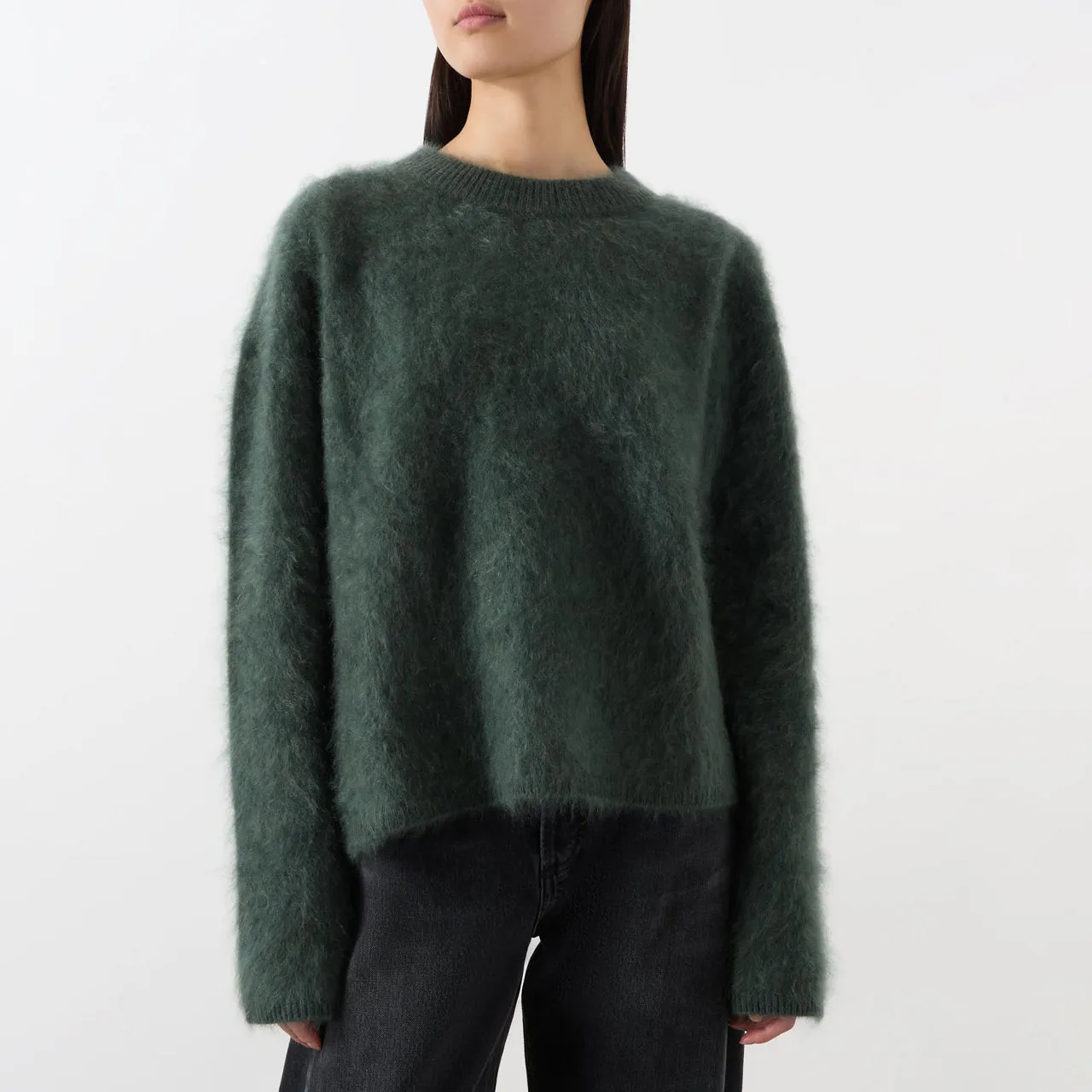 LISA YANG Natalia Brushed Cashmere Sweater - Olive Brushed