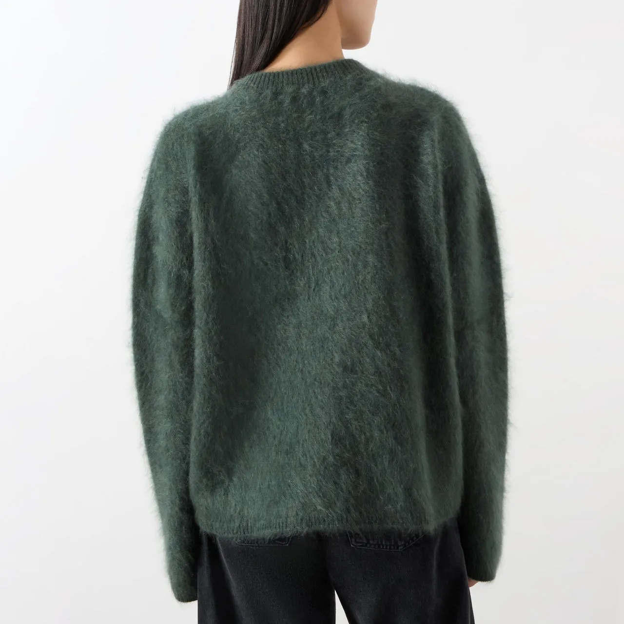 LISA YANG Natalia Brushed Cashmere Sweater - Olive Brushed