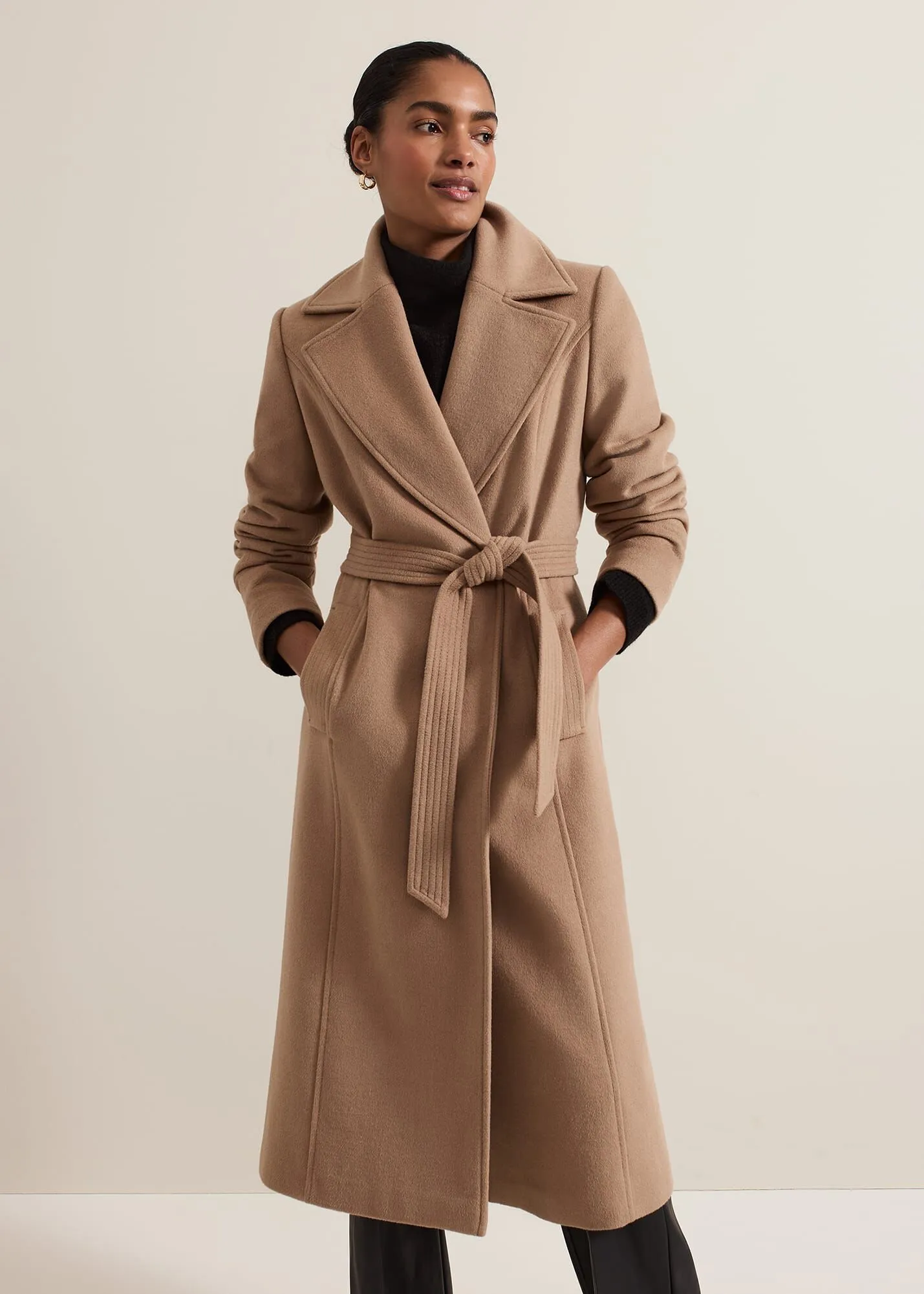 Livvy Wool Camel Trench Coat