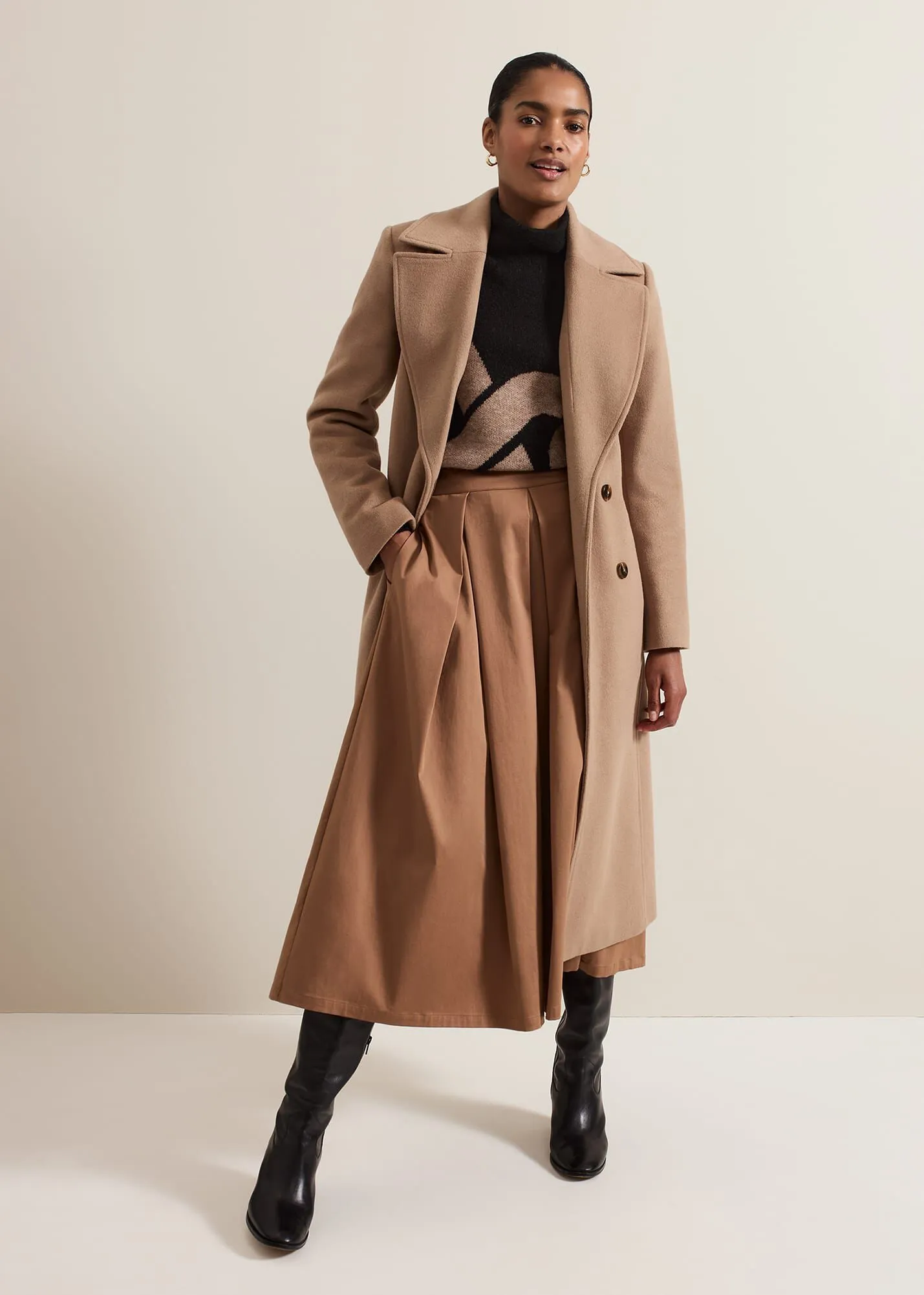 Livvy Wool Camel Trench Coat