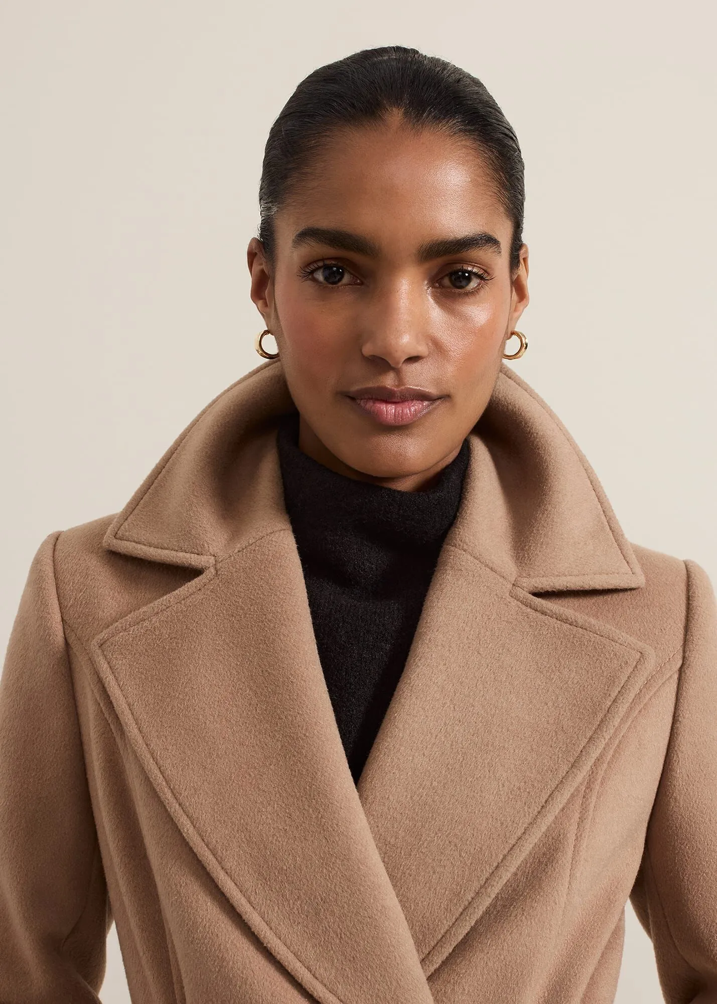 Livvy Wool Camel Trench Coat