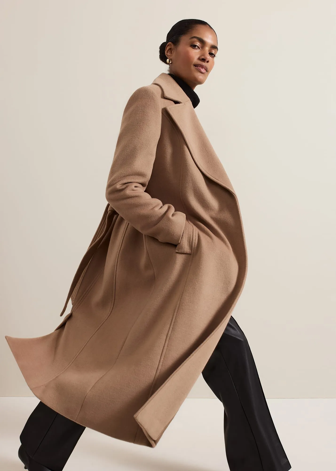 Livvy Wool Camel Trench Coat