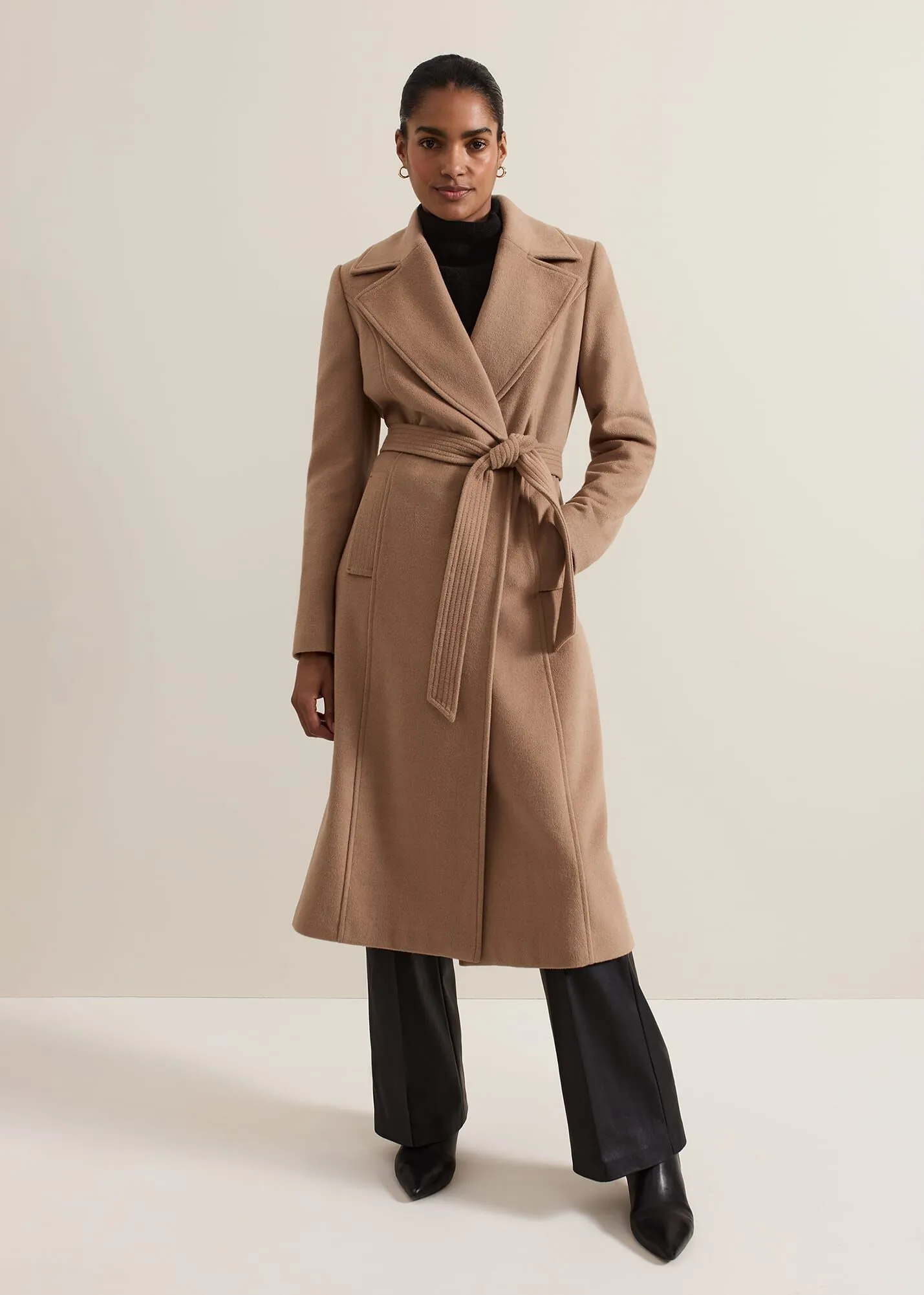 Livvy Wool Camel Trench Coat