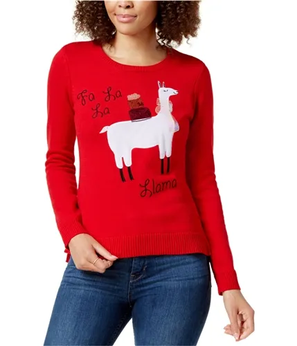 Maison Jules Womens Embellished Llama Pullover Sweater