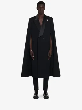 Men's Tailored Cape Coat in Black