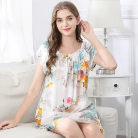 Natural Mulberry Silk Satin Princess Dress Short Sleeve