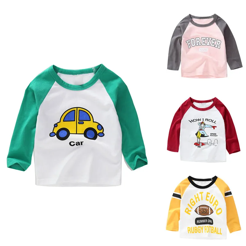 New Spring Boys Girls T Shirts Children Tees Boy Girl Long Sleeve Shirts Cotton Kids Tops Baby Clothing 12M-8Y Casual