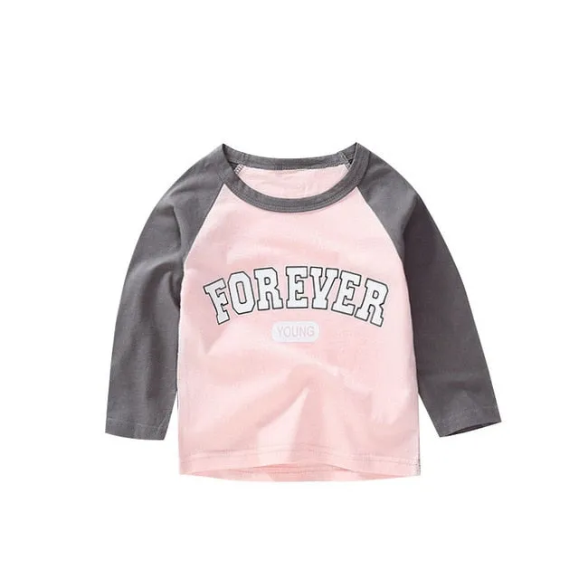 New Spring Boys Girls T Shirts Children Tees Boy Girl Long Sleeve Shirts Cotton Kids Tops Baby Clothing 12M-8Y Casual