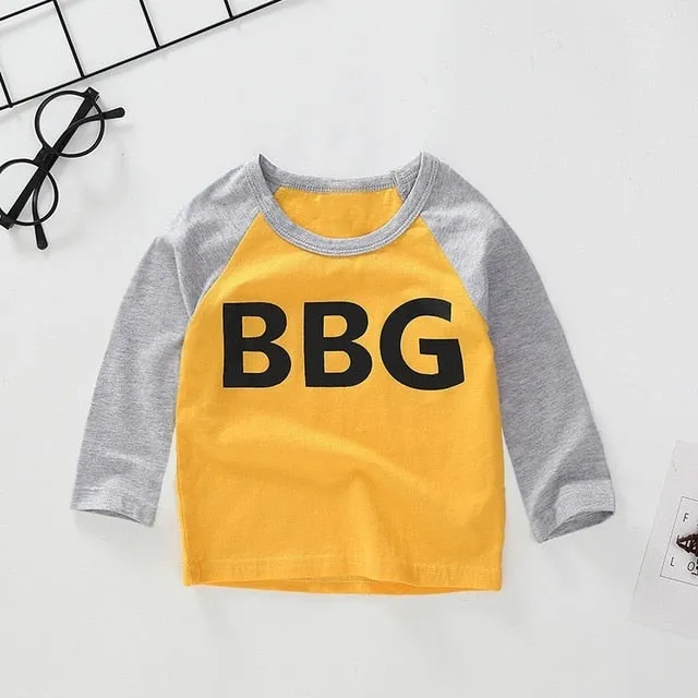 New Spring Boys Girls T Shirts Children Tees Boy Girl Long Sleeve Shirts Cotton Kids Tops Baby Clothing 12M-8Y Casual