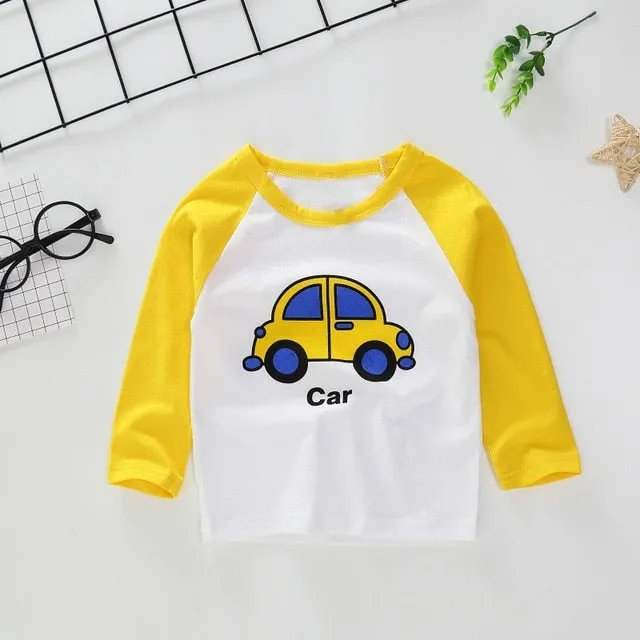 New Spring Boys Girls T Shirts Children Tees Boy Girl Long Sleeve Shirts Cotton Kids Tops Baby Clothing 12M-8Y Casual