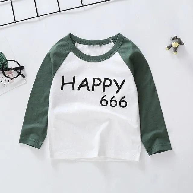 New Spring Boys Girls T Shirts Children Tees Boy Girl Long Sleeve Shirts Cotton Kids Tops Baby Clothing 12M-8Y Casual