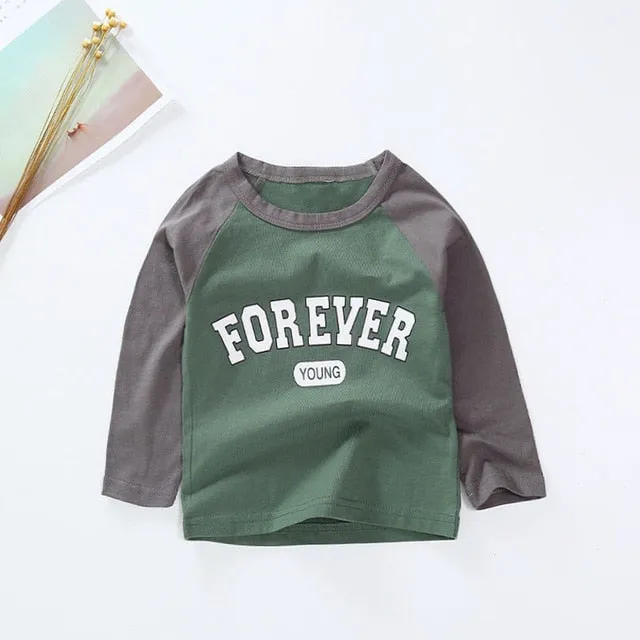 New Spring Boys Girls T Shirts Children Tees Boy Girl Long Sleeve Shirts Cotton Kids Tops Baby Clothing 12M-8Y Casual