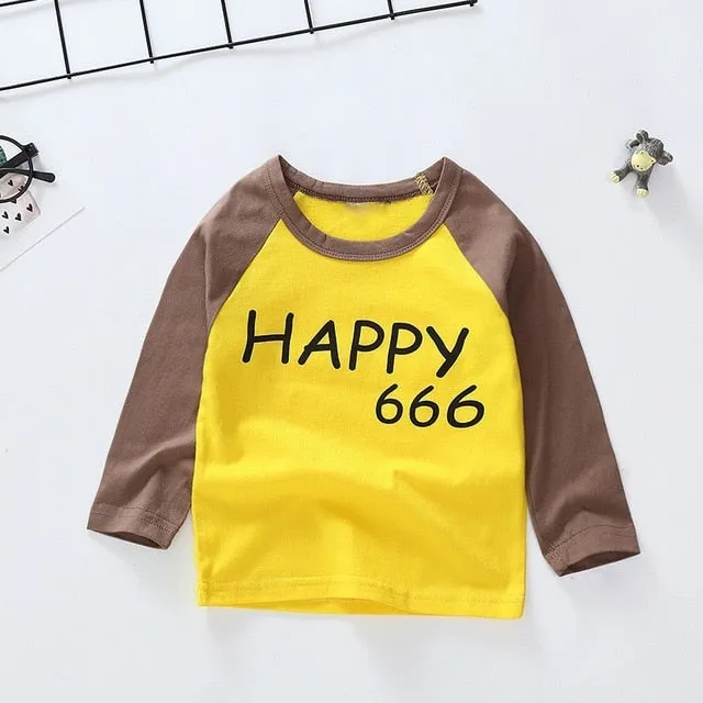 New Spring Boys Girls T Shirts Children Tees Boy Girl Long Sleeve Shirts Cotton Kids Tops Baby Clothing 12M-8Y Casual