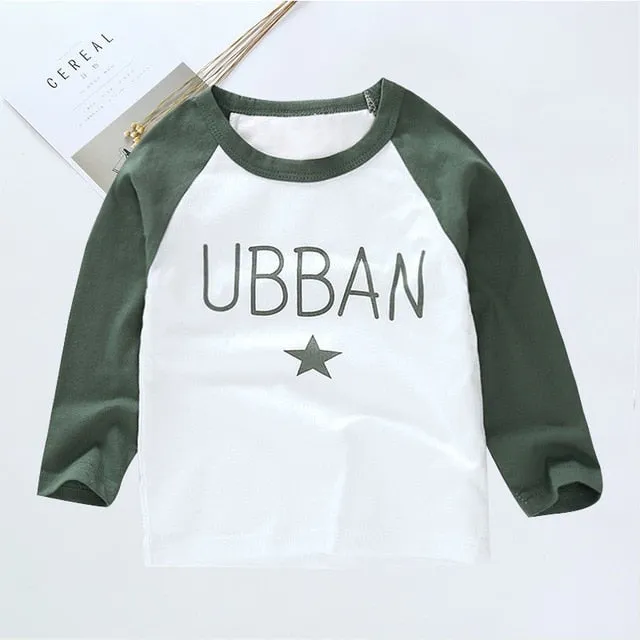 New Spring Boys Girls T Shirts Children Tees Boy Girl Long Sleeve Shirts Cotton Kids Tops Baby Clothing 12M-8Y Casual