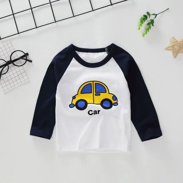 New Spring Boys Girls T Shirts Children Tees Boy Girl Long Sleeve Shirts Cotton Kids Tops Baby Clothing 12M-8Y Casual