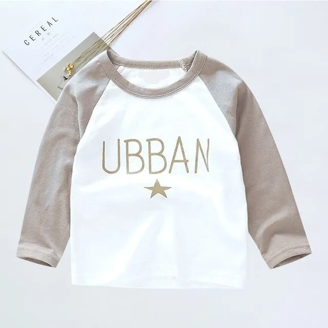 New Spring Boys Girls T Shirts Children Tees Boy Girl Long Sleeve Shirts Cotton Kids Tops Baby Clothing 12M-8Y Casual