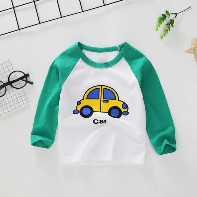 New Spring Boys Girls T Shirts Children Tees Boy Girl Long Sleeve Shirts Cotton Kids Tops Baby Clothing 12M-8Y Casual