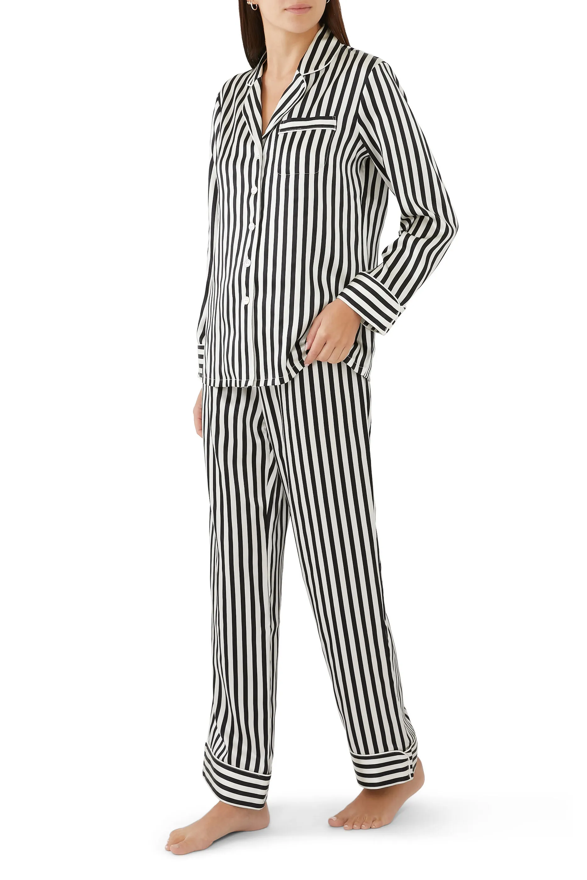 Olivia Von Halle Lila Silk Striped Pajamas