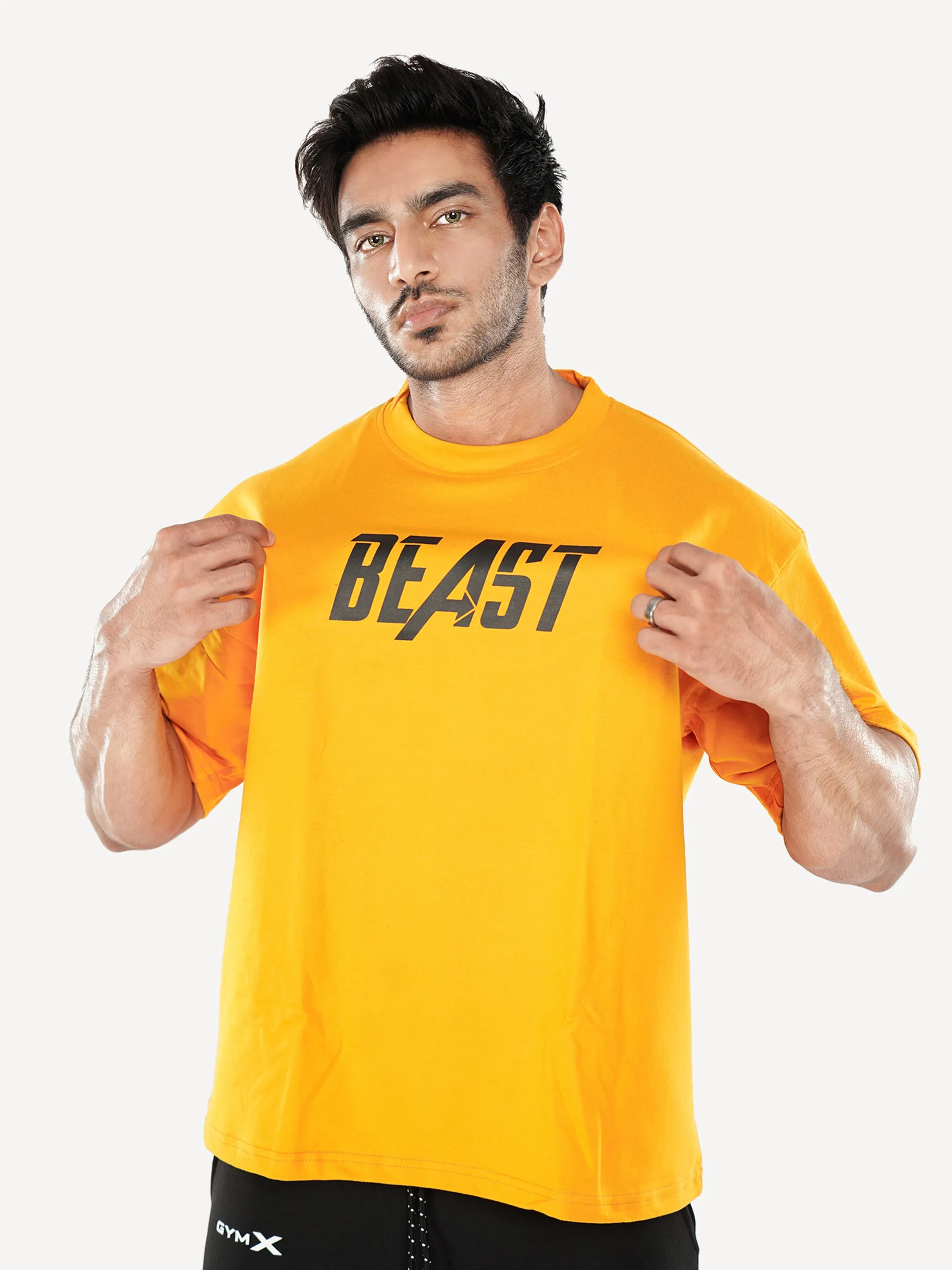 Oversized GymX Yellow Tee: Beast- Sale