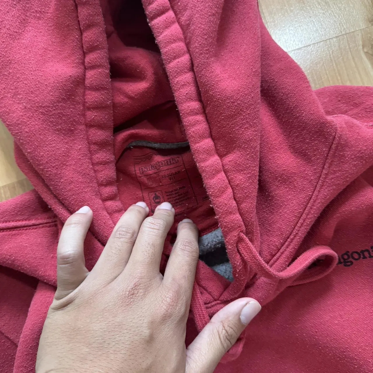 Patagonia Men's Red and Burgundy Hoodie