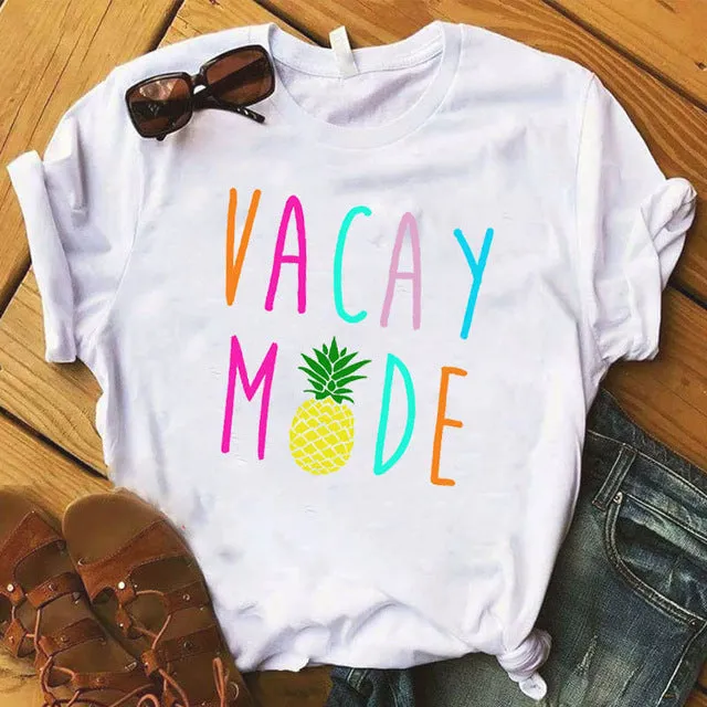 Pineapple fruits Clothing T-shirt Fashion Female Tee Top Graphic T Shirt Women Kawaii Camisas Mujer Clothes 2019