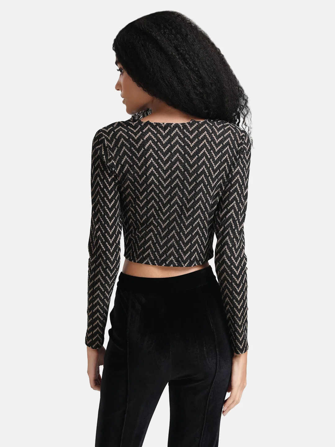 Printed Mesh Top With Cutout