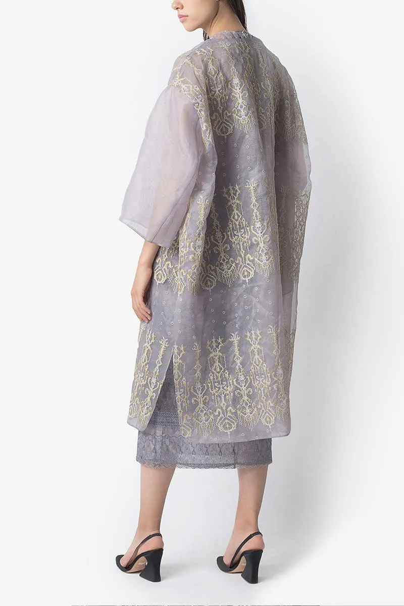 Purple Ikat Renda Coat