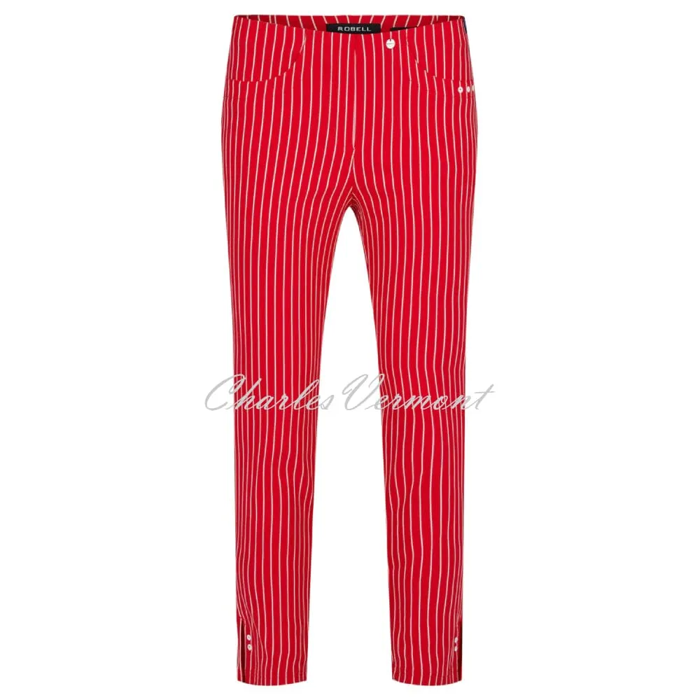 Robell Bella 09 - 7/8 Cropped Trouser 52483-54567-41 (Red / White)