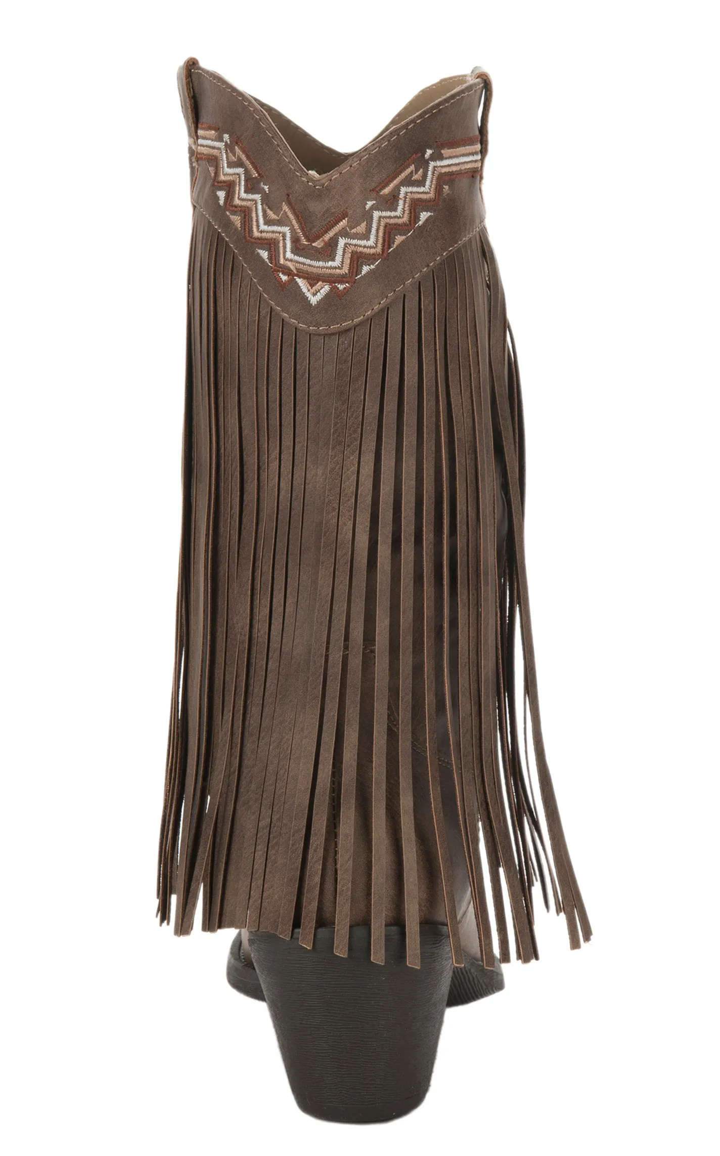 Roper Women's Brown with Fringe and Embroidery Snip Toe Cowboy Boots