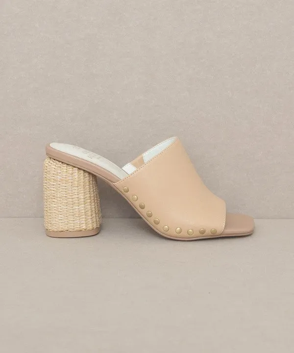 Serena Studded Raffia Slide Heel