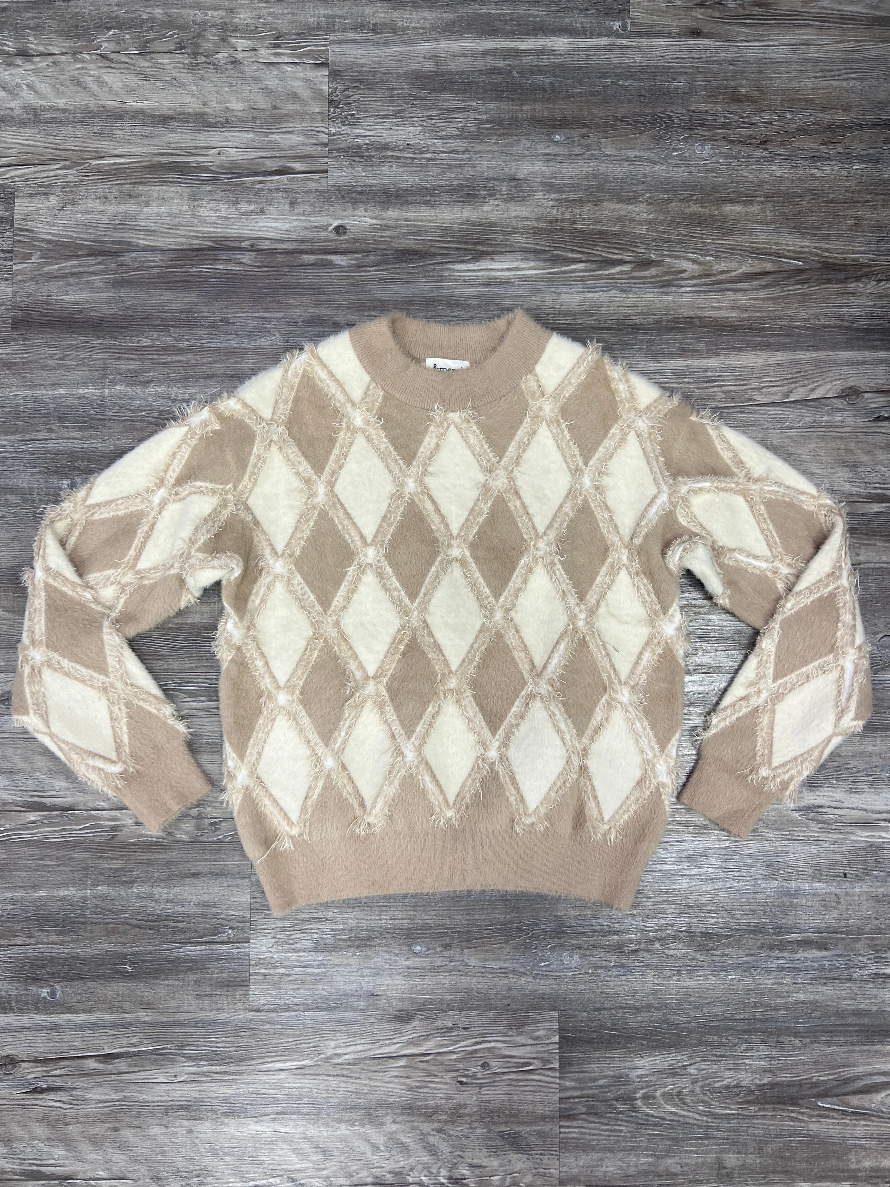 Sweater By Clothes Mentor In Tan & White, Size: M