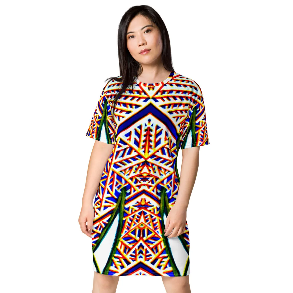 T-shirt dress – Plants kaleidoscope