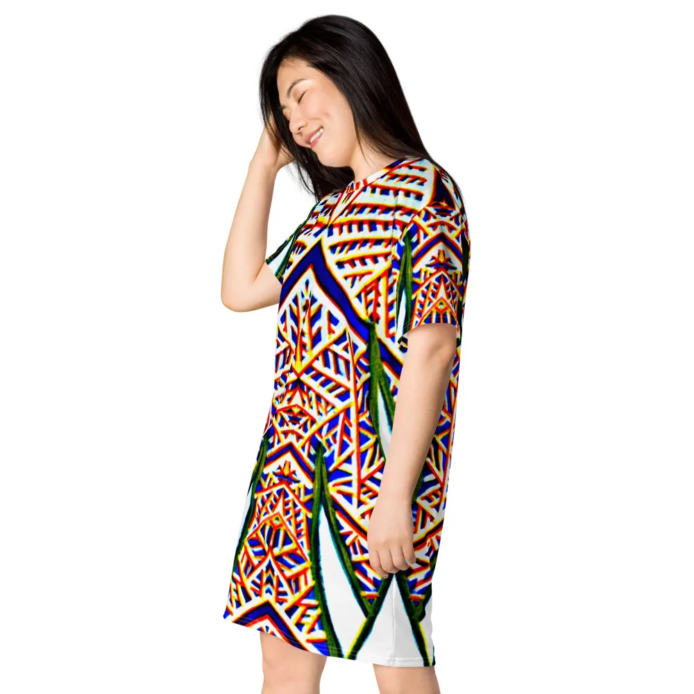 T-shirt dress – Plants kaleidoscope