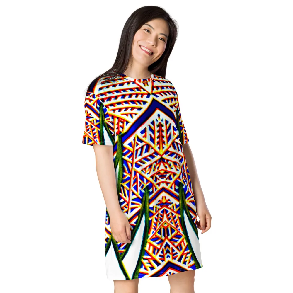 T-shirt dress – Plants kaleidoscope