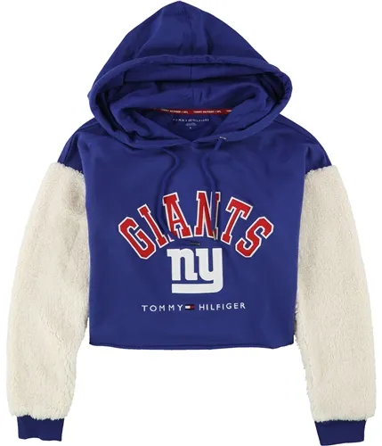 Tommy Hilfiger Womens New York Giants Crop Hoodie Sweatshirt