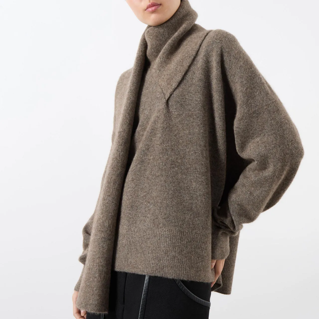 TOTEME Draped Scarf Sweater - Brown