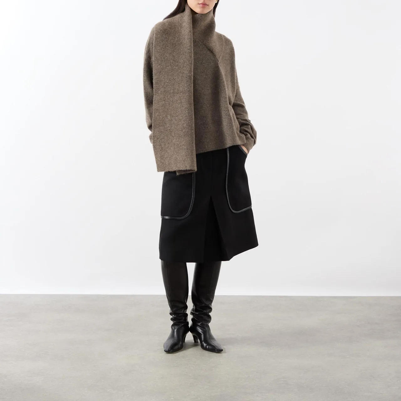 TOTEME Draped Scarf Sweater - Brown