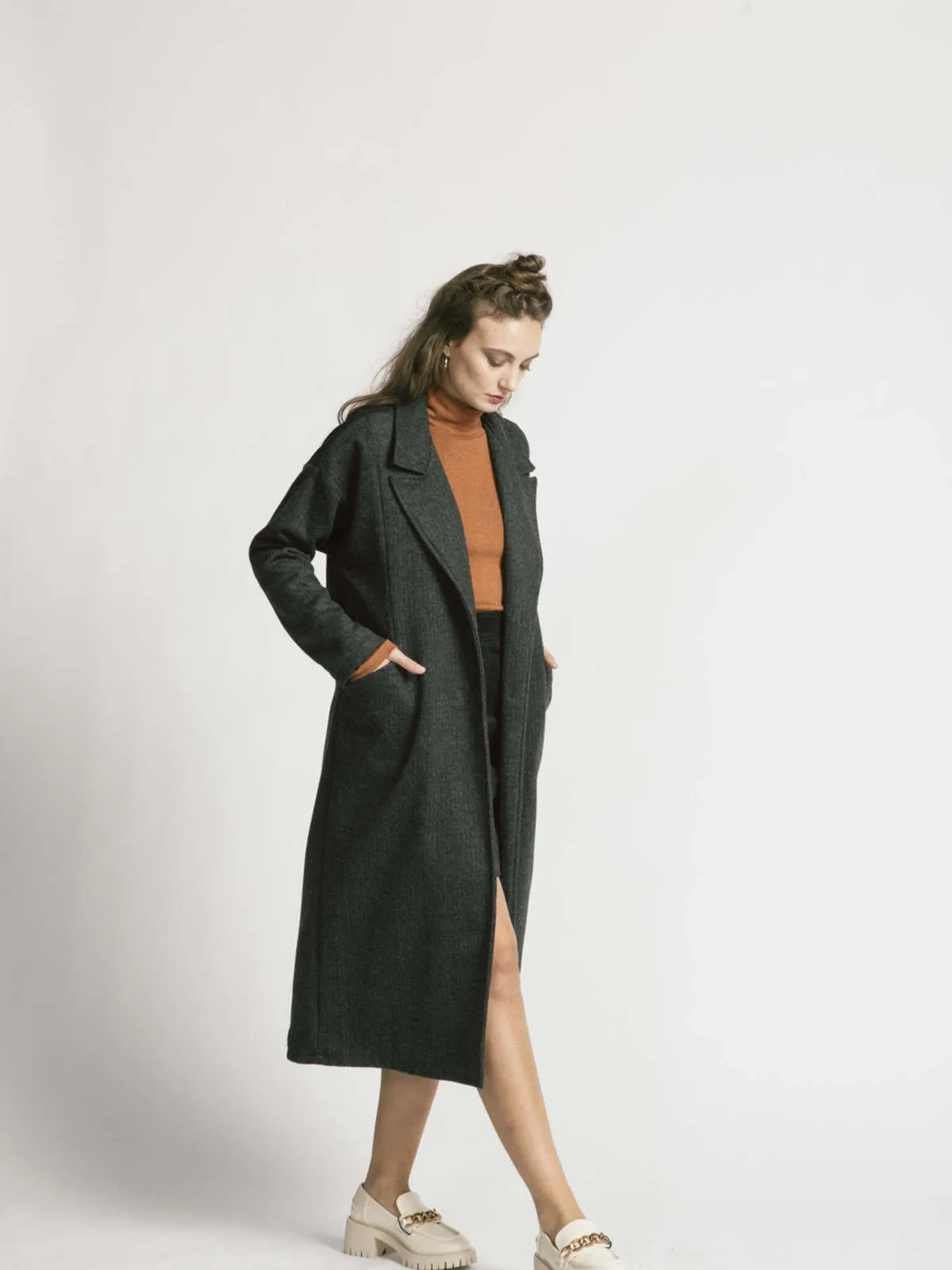 Twill Wool Viscount Coat - Grey