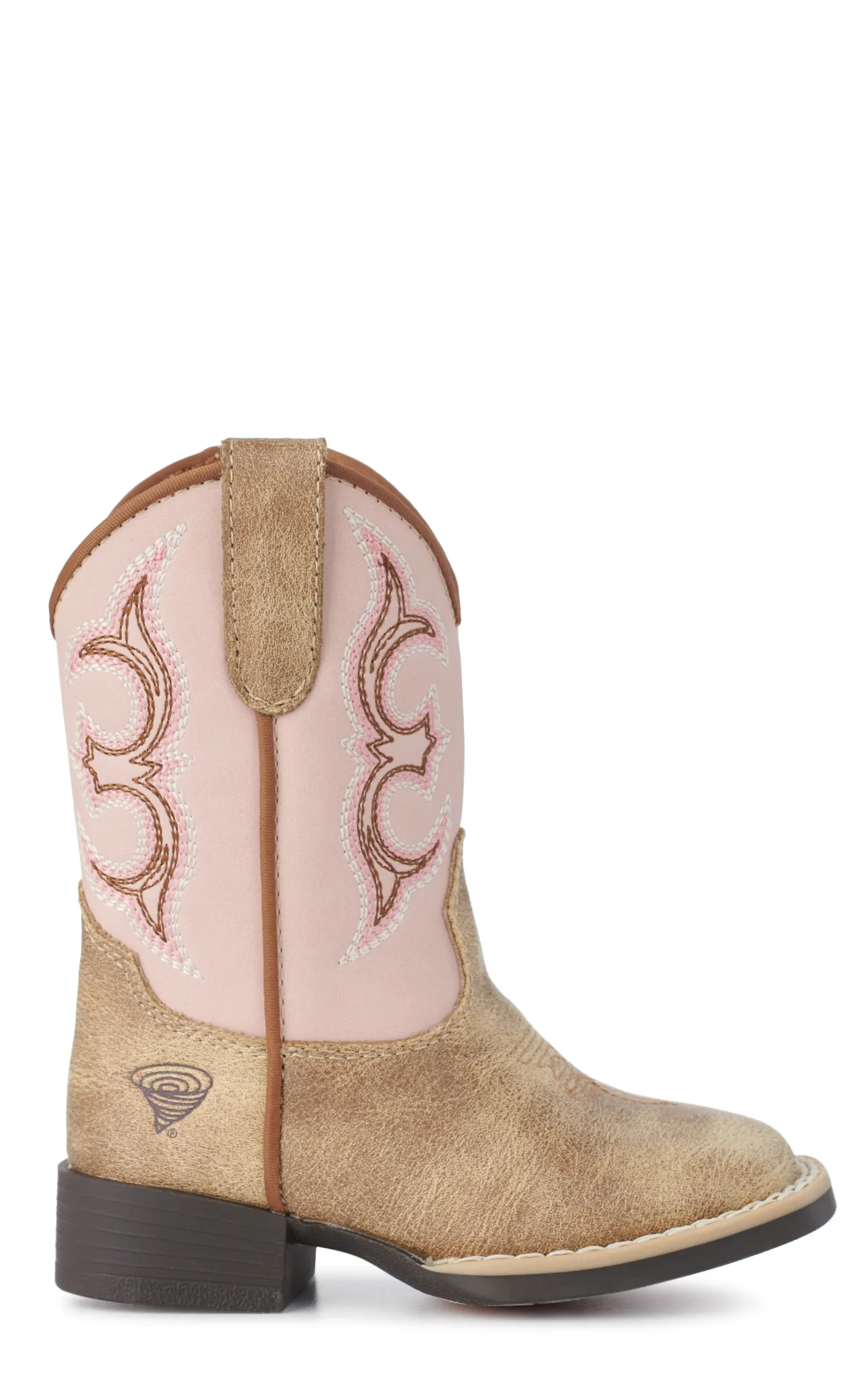 Twister Toddler Girls Posy Light Pink and Tan Wide Square Toe Cowboy Boots