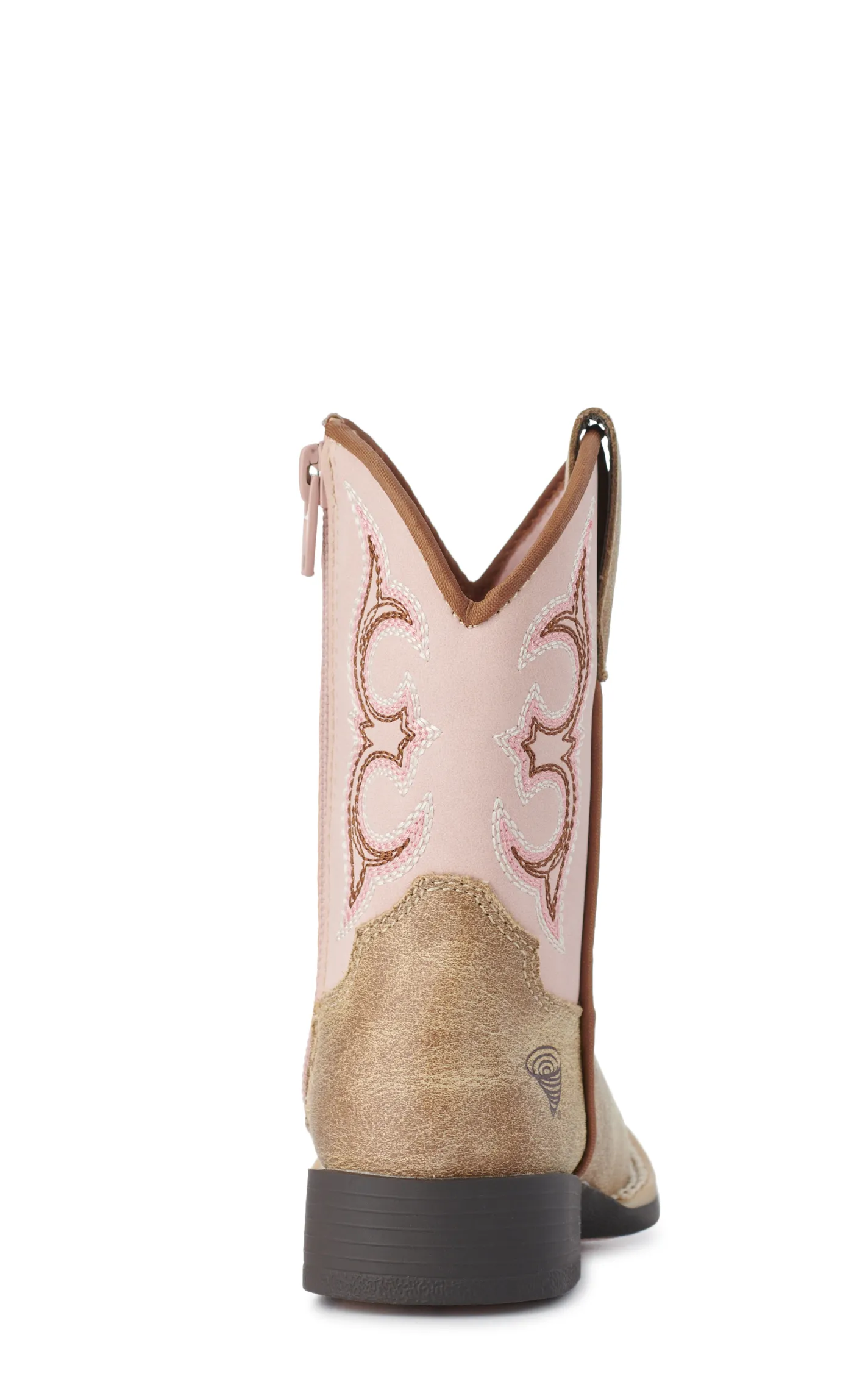 Twister Toddler Girls Posy Light Pink and Tan Wide Square Toe Cowboy Boots