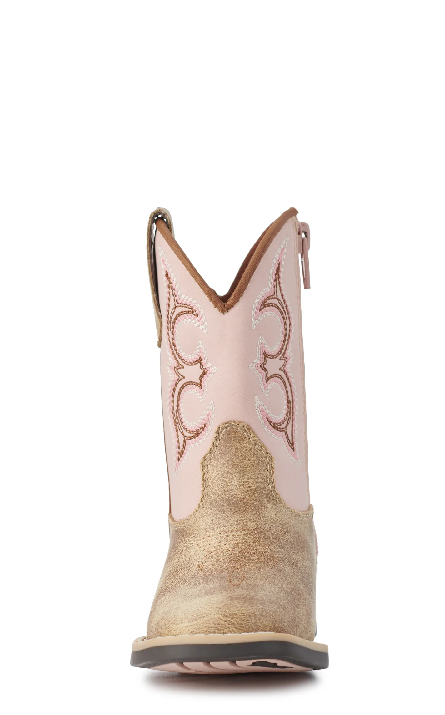 Twister Toddler Girls Posy Light Pink and Tan Wide Square Toe Cowboy Boots