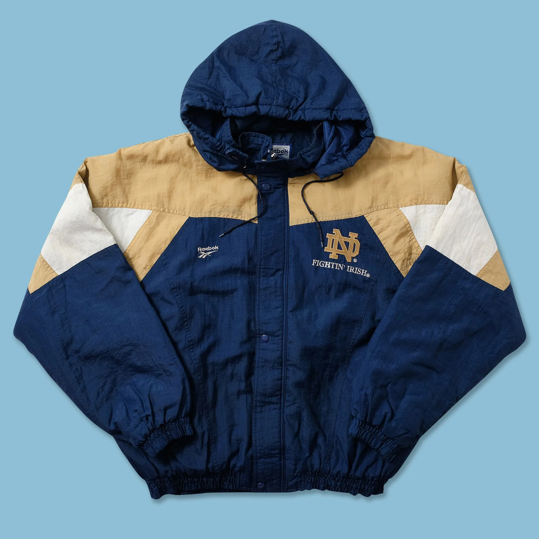 Vintage Reebok Notre Dame Padded Jacket XLarge