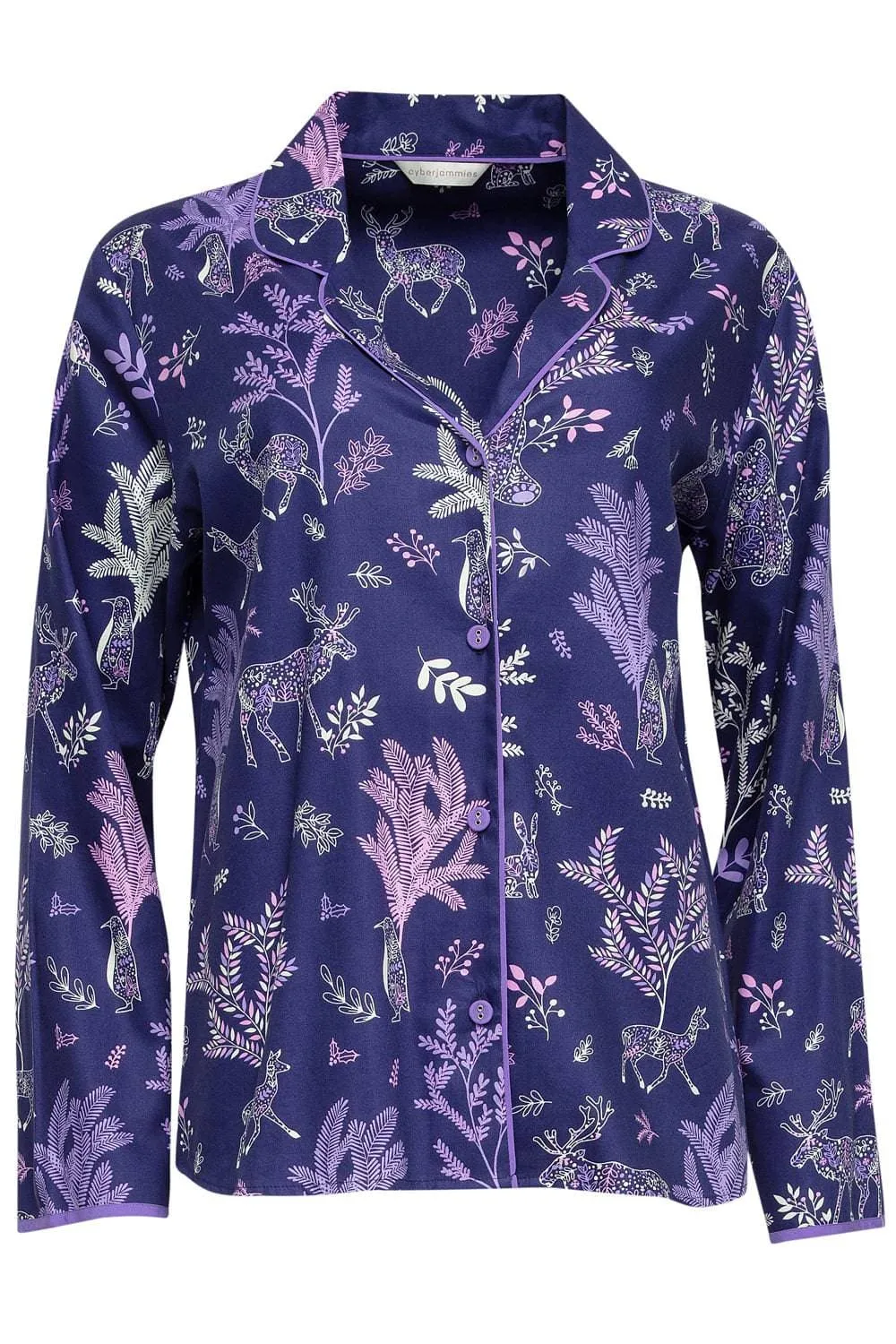 Violet Forest Animal Print Pyjama Top