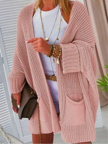 Women's Basic Classic Style Solid Color Coat Sweater