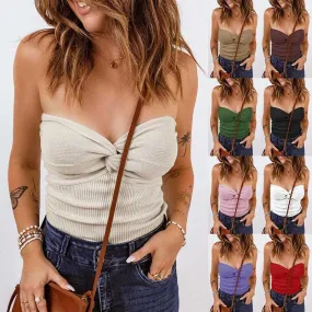 Women's Blouse Tank Tops Backless Preppy Style Solid Color