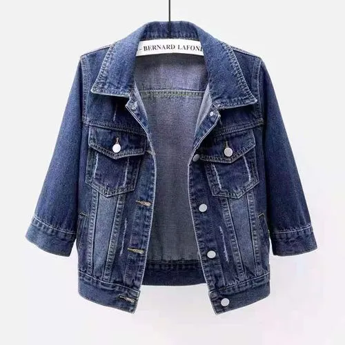 Women's Casual Streetwear Gradient Color Single Breasted Coat Denim Jacket